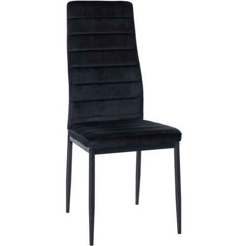 Chaise De Salle à Manger X1 Design Simple En Velours Noir Avec Couture Décorative Cadre En Métal N