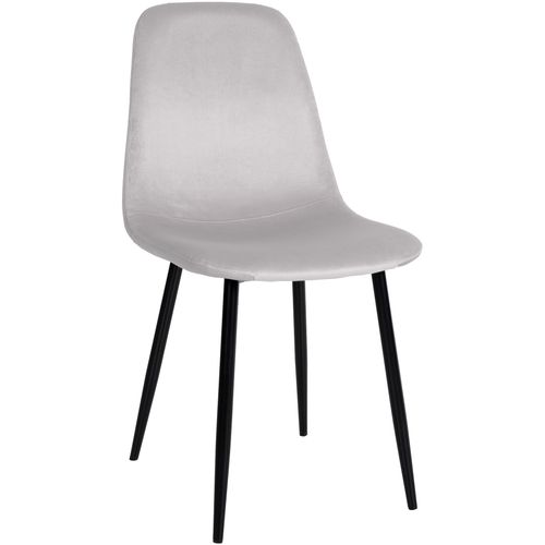 Chaise De Salle à Manger X1 Design Simple Avec Pieds En Métal Noir Assise En Velours Crème 10_0002