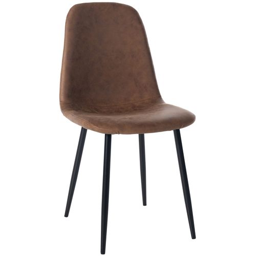 Chaise De Salle à Manger X1 Design Simple Avec Pieds En Métal Noir Assise En Pvc Marron 10_0002076