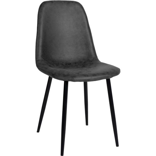 Chaise De Salle à Manger X1 Design Simple Avec Pieds En Métal Noir Assise En Pvc Noir 10_0002078