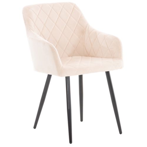 Chaise De Salle à Manger Design Retro Coutures Décoratives En Losanges Assise En Tissu Beige 10_00