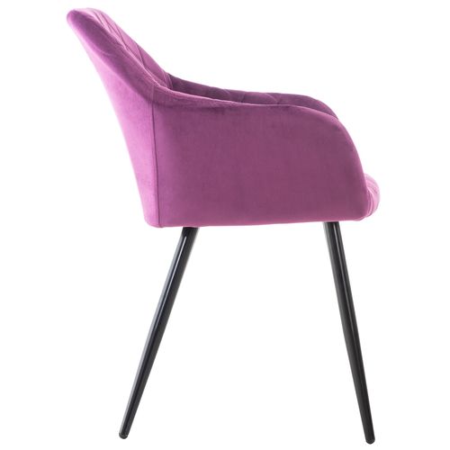 Chaise De Salle à Manger Design Retro Coutures Décoratives En Losanges Assise En Tissu Violet 10_0