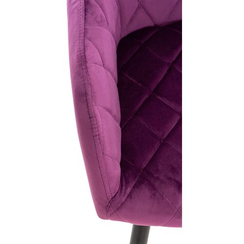 Chaise De Salle à Manger Design Retro Coutures Décoratives En Losanges Assise En Tissu Violet 10_0