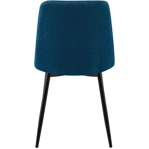 Chaise De Salle à Manger X1 Coutures Décoratives Carrées En Tissu Bleu Et Métal Noir 10_0002140