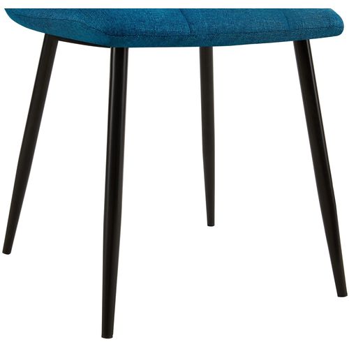 Chaise De Salle à Manger X1 Coutures Décoratives Carrées En Tissu Bleu Et Métal Noir 10_0002140