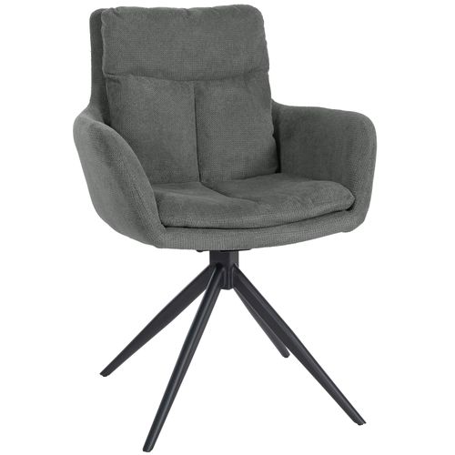 Chaise De Salle à Manger X1 Extra Confort Pivotant En Tissu Gris Piètement En Métal Noir 10_000216