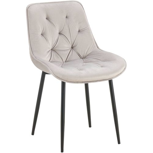 Chaise De Salle à Manger X1 Assise Et Dossier Capitonné En Velours Gris Et Métal Noir 10_0002165