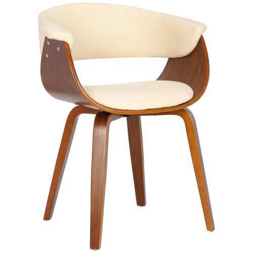 Chaise De Bureau Salle à Manger Style Scandinave Avec Revêtement En Pvc Crème Cadre En Bois Noyer