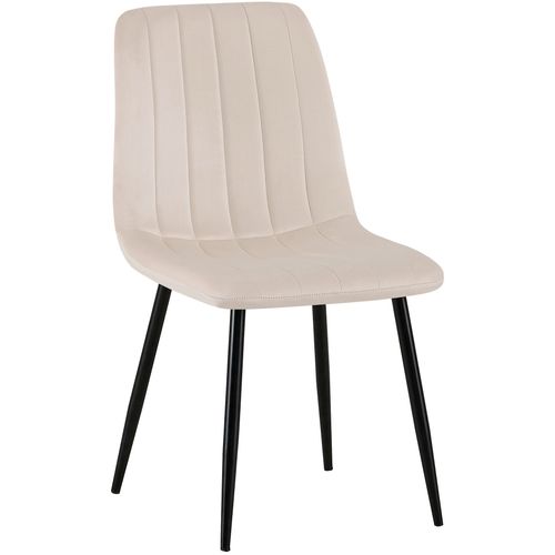 Chaise De Salle à Manger X1 Coutures Décoratives Verticales Assise En Tissu Velours Crème Pieds En