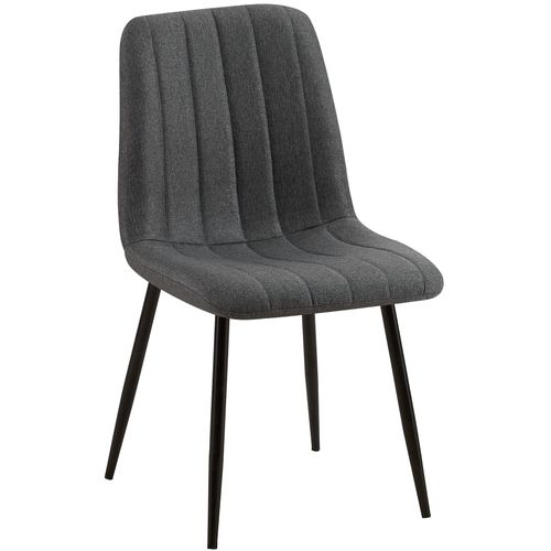 Chaise De Salle à Manger X1 Coutures Décoratives Verticales Assise En Tissu Gris Foncé Pieds En Mé