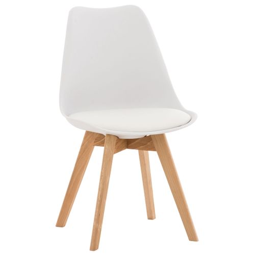 Chaise De Salle à Manger X1 Design Scandinave En Plastique Et Pvc Blanc Et Pieds En Bois Clair 10_
