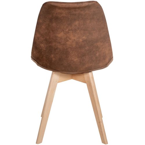 Chaise De Salle à Manger X1 Design Scandinave En Plastique Et Pvc Marron Et Pieds En Bois Clair 10