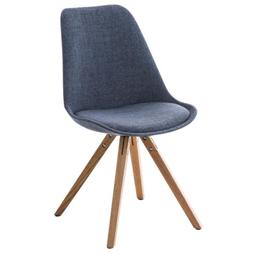 Chaise De Salle à Manger Design Scandinave En Tissu Bleu Et Pieds En Bois Clair 10_0002319