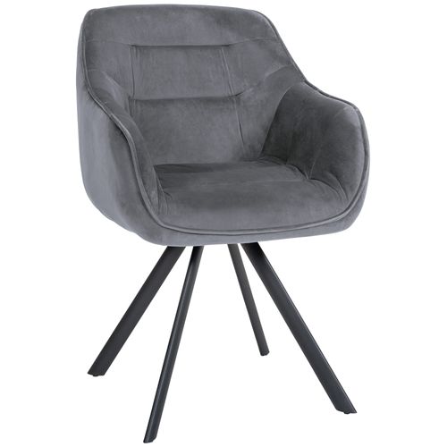 Chaise De Salle à Manger X1 Design Moderne Confortable En Velours Gris Foncé Piétement Stable à Qu