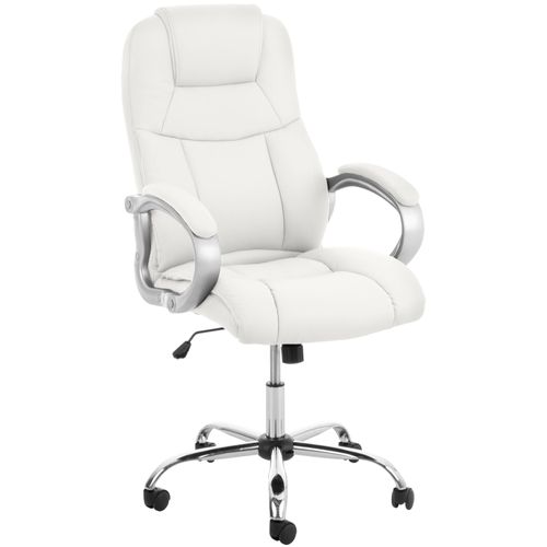 Fauteuil De Bureau Ergonomique Est Confortable En Pvc Blanc Et Métal Chromé 10_0002378