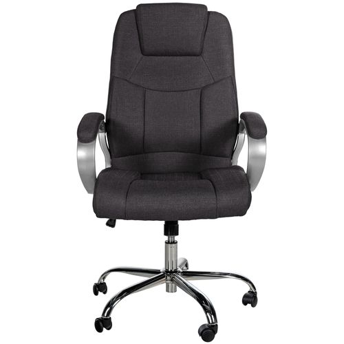 Fauteuil De Bureau Ergonomique Est Confortable En Tissu Noir Et Métal Chromé 10_0002386