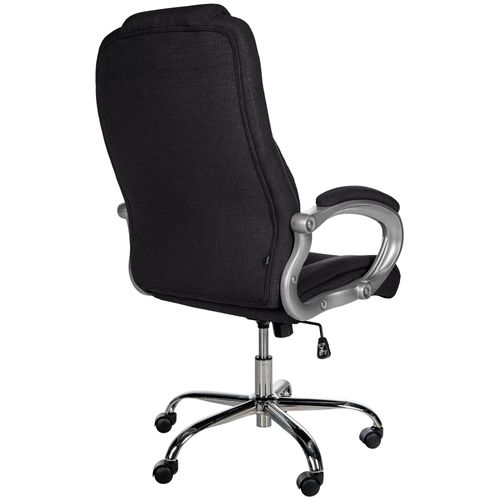 Fauteuil De Bureau Ergonomique Est Confortable En Tissu Noir Et Métal Chromé 10_0002386