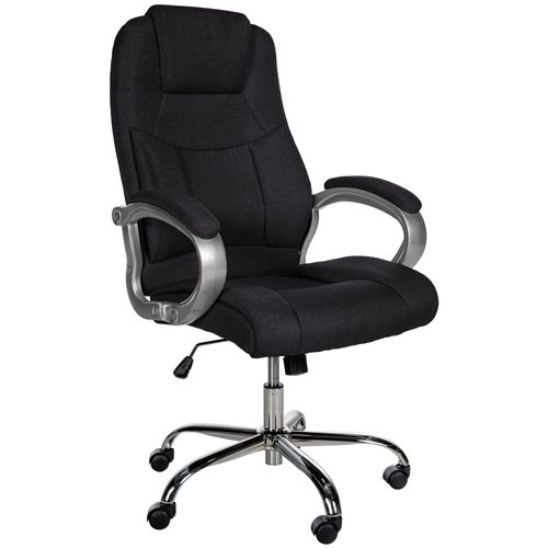 Fauteuil De Bureau Ergonomique Est Confortable En Tissu Noir Et Métal Chromé 10_0002386