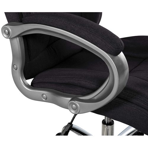 Fauteuil De Bureau Ergonomique Est Confortable En Tissu Noir Et Métal Chromé 10_0002386