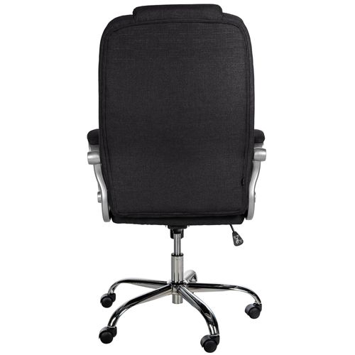 Fauteuil De Bureau Ergonomique Est Confortable En Tissu Noir Et Métal Chromé 10_0002386