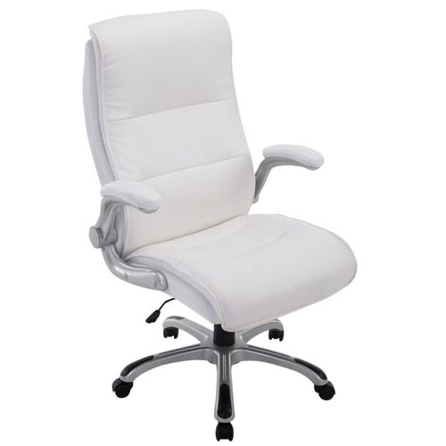 Fauteuil De Bureau Sur Roulettes Confortable Hauteur Réglable En Pvc Blanc Et Plastique 10_0002407