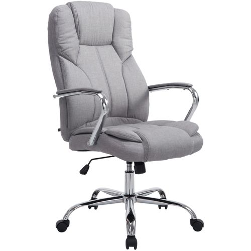 Fauteuil De Bureau Sur Roulettes Largeur D'assise XXL En Tissu Gris Et Métal Chromé 10_0002419