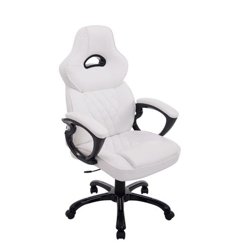 Fauteuil De Bureau Sur Roulettes Design Gaming Siège Rembourré Jusqu’à 180 Kg En Pvc Blanc 10_0002