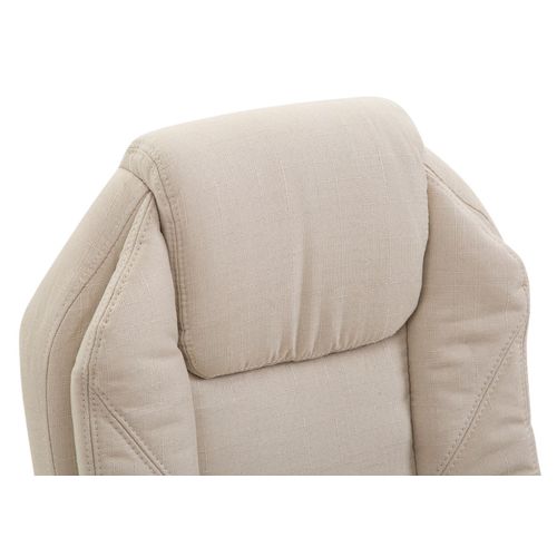 Fauteuil De Bureau Sur Roulettes Dossier Et Repose-pied Réglable En Tissu Crème Et Métal 10_000243