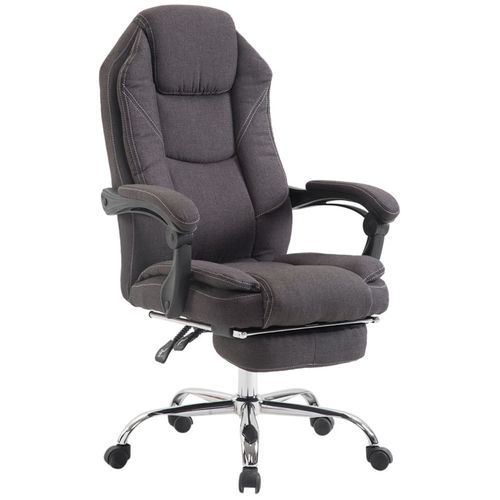 Fauteuil De Bureau Sur Roulettes Dossier Et Repose-pied Réglable En Tissu Gris Foncé Et Métal 10_0