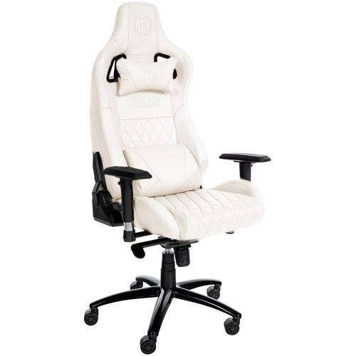 Fauteuil De Bureau Sur Roulettes Mécanisme De Bascule En Véritable Cuir Blanc Cadre Métallique 10_