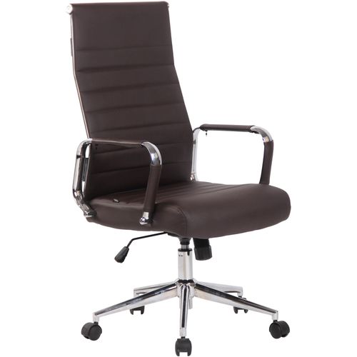 Fauteuil De Bureau Avec Accoudoirs Siège Pivotant Mécanisme à Bascule En Pvc Marron 10_0002513
