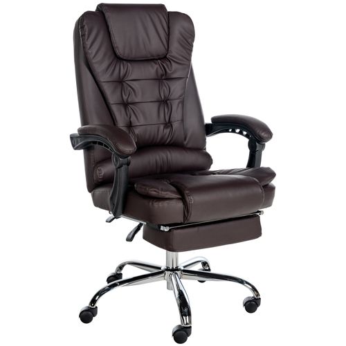 Fauteuil De Bureau Ergonomique Généreusement Rembourrée Avec Repose-pieds En Pvc Marron Et Métal