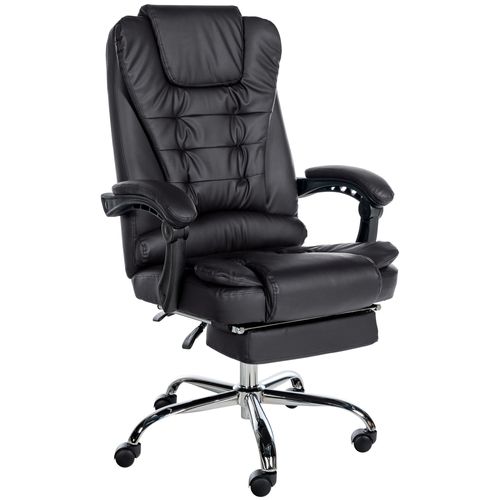 Fauteuil De Bureau Ergonomique Généreusement Rembourrée Avec Repose-pieds En Pvc Noir Et Métal Chr
