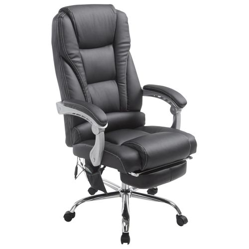 Fauteuil De Bureau Avec Fonction Massage Repose-pieds Dossier Inclinable En Pvc Noir 10_0002577