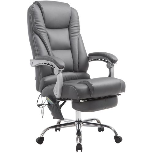 Fauteuil De Bureau Avec Fonction Massage Repose-pieds Dossier Inclinable En Pvc Gris 10_0002584