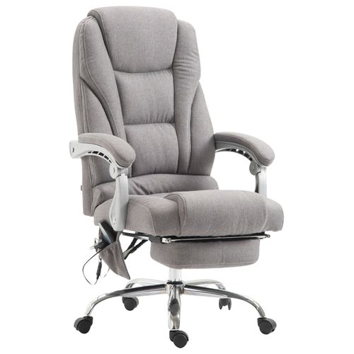 Fauteuil De Bureau Avec Fonction Massage Et Repose-pieds Ajustables En Tissu Gris 10_0002591