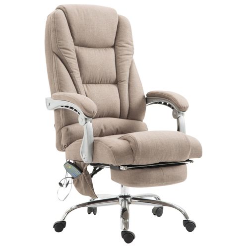 Fauteuil De Bureau Avec Fonction Massage Et Repose-pieds Ajustables En Tissu Taupe 10_0002593
