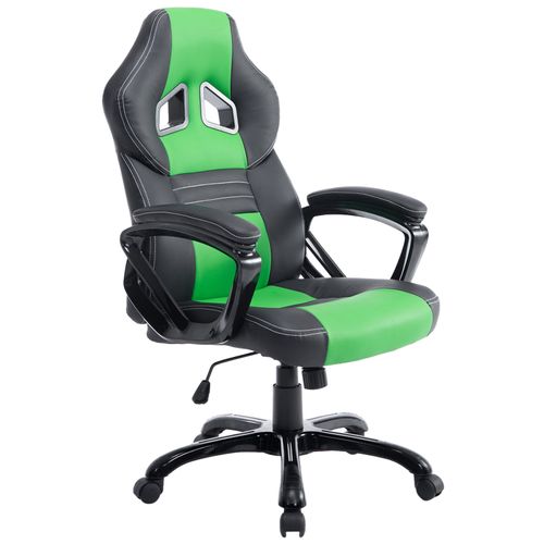 Fauteuil De Bureau Gaming Sur Roulettes Mécanisme D'inclinaison En Pvc Noir / Vert Et Plastique 10