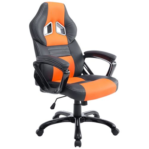 Fauteuil De Bureau Gaming Sur Roulettes Mécanisme D'inclinaison En Pvc Noir / Orange Et Plastique
