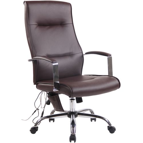 Fauteuil De Bureau Sur Roulettes Fonction Massage Mécanisme De Balance En Pvc Marron 10_0002605