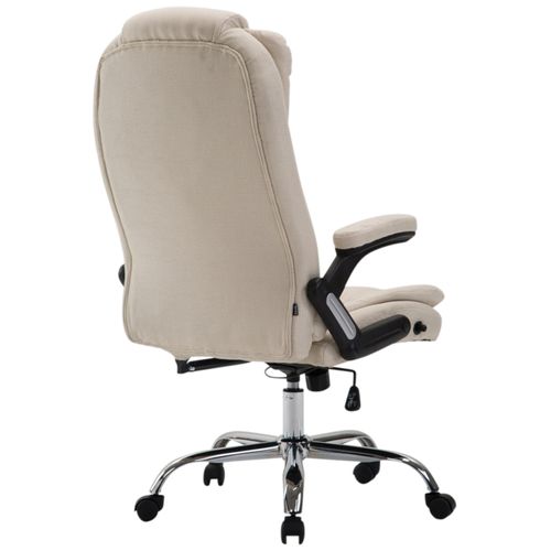 Fauteuil De Bureau XXL Sur Roulettes Confortablement Rembourrés Avec Accoudoirs En Tissu Crème Et