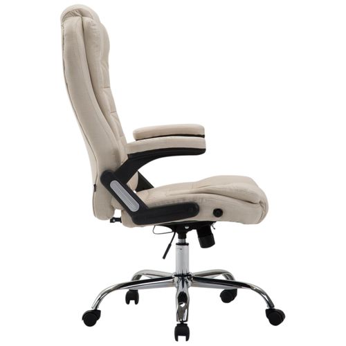 Fauteuil De Bureau XXL Sur Roulettes Confortablement Rembourrés Avec Accoudoirs En Tissu Crème Et