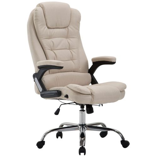 Fauteuil De Bureau XXL Sur Roulettes Confortablement Rembourrés Avec Accoudoirs En Tissu Crème Et