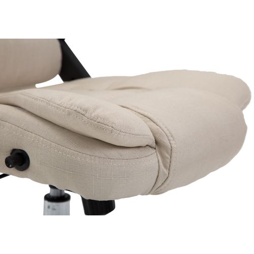 Fauteuil De Bureau XXL Sur Roulettes Confortablement Rembourrés Avec Accoudoirs En Tissu Crème Et