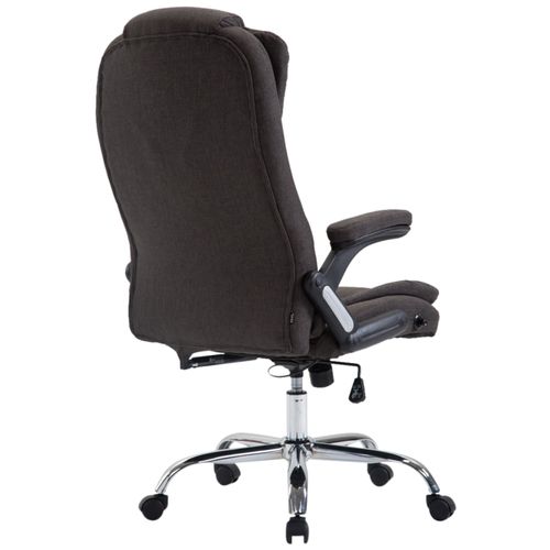 Fauteuil De Bureau XXL Sur Roulettes Confortablement Rembourrés Avec Accoudoirs En Tissu Gris Fonc