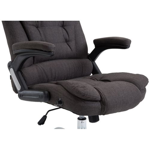 Fauteuil De Bureau XXL Sur Roulettes Confortablement Rembourrés Avec Accoudoirs En Tissu Gris Fonc