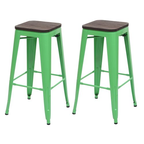 Lot De 2 Tabourets De Bar Chaises De Comptoir Siège En Bois Avec Repose-pieds Design Industriel