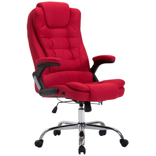 Fauteuil De Bureau XXL Sur Roulettes Confortablement Rembourrés Avec Accoudoirs En Tissu Rouge