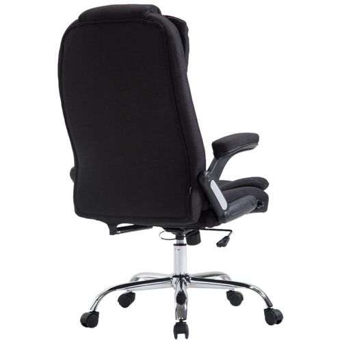Fauteuil De Bureau XXL Sur Roulettes Confortablement Rembourrés Avec Accoudoirs En Tissu Noir Et M