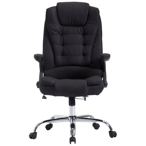 Fauteuil De Bureau XXL Sur Roulettes Confortablement Rembourrés Avec Accoudoirs En Tissu Noir Et M